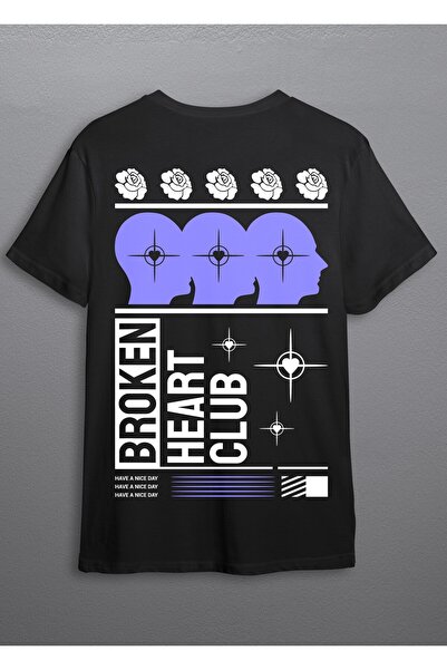 Huw Broken Heart Club Street Fashion Unisex Κανονικό T-Shirt