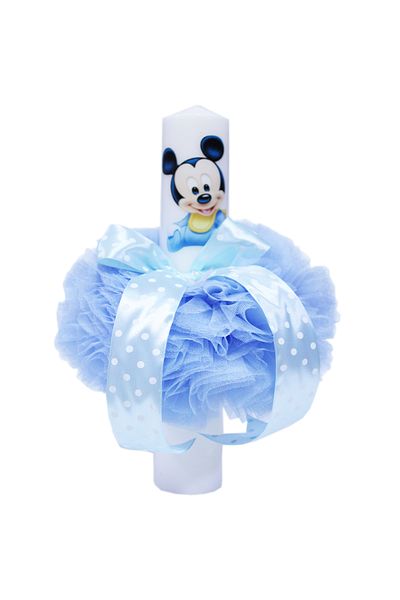 Recostore Lumanare bleu botez, cu imprimeu Mickey Mouse, REC150