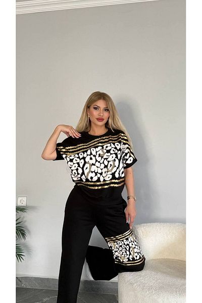 Bella Belluci New Season Gilded Leopard Detailed Bottom and Top Set