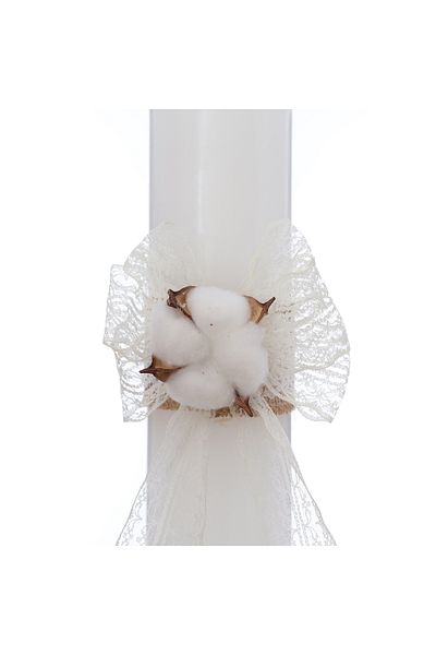 Recostore Lumanare botez, floare de bumbac, 35x7 cm, REC5001/13