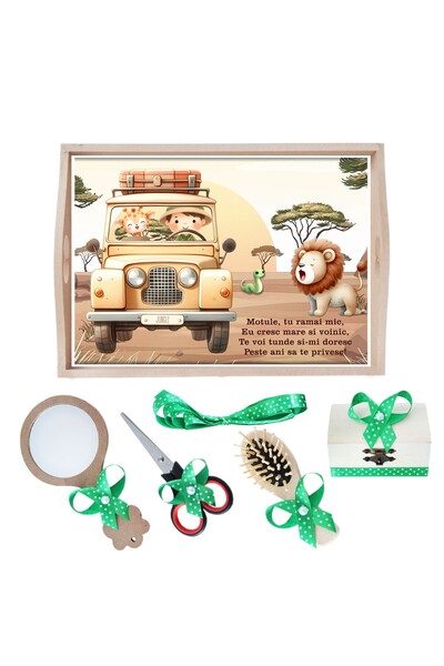Recostore Tava mot baieti Safari, verde, 6 piese, 35x20 cm, REC1967/251