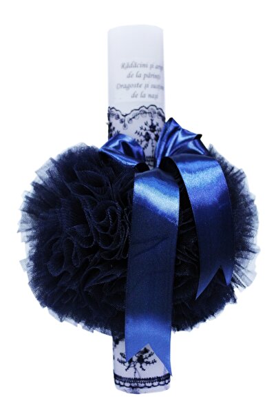 Recostore Lumanare bleumarin „Radacini si aripi” botez, 35x5 cm, REC110