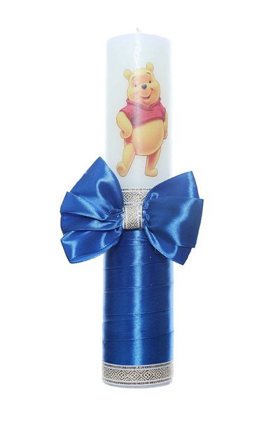 Recostore Lumanare botez cu Winnie The Pooh panglica albastru electric, 30 cm, REC2202