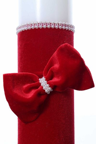 Recostore Red velvet baptism candle, 28 cm, REC2160