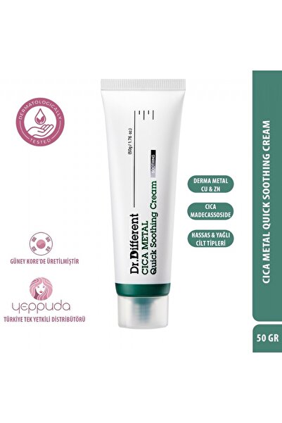 Dr.Different Cica Metal Quick Soothing Cream-hassas Ve Yağlı Ciltler Için Der...