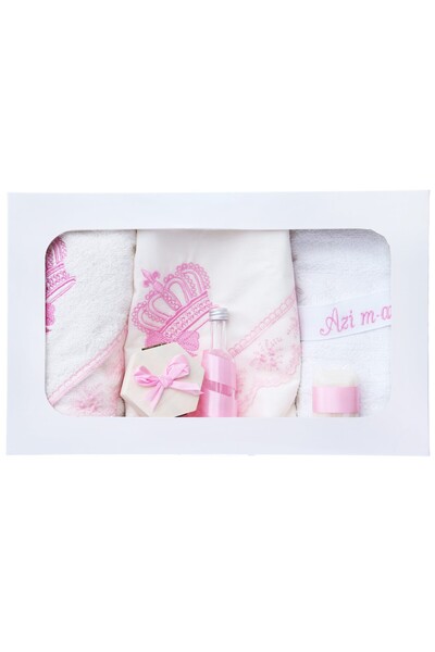 Recostore Trusou brodat cu coroana, 7 piese, roz, REC2237