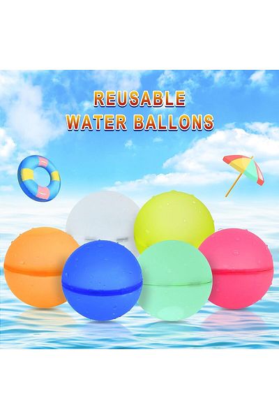 DELPI Set 6 baloane de apa, Silicon, Mingi cu umplere rapida, Magnet securizat, Reutilizabile, Multicolor