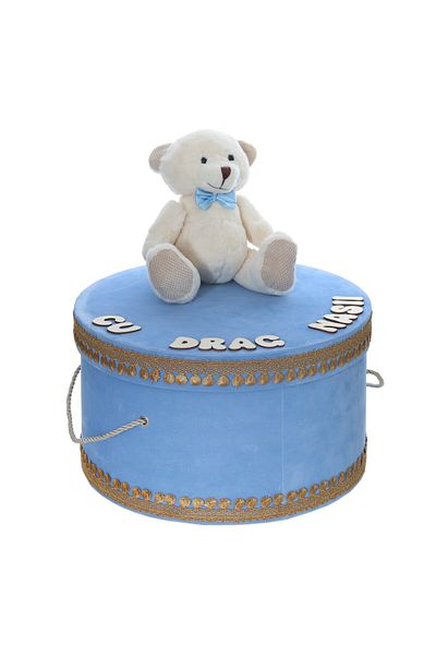 Recostore Cutie catifea transport trusou bleu cu Ursulet, REC3003