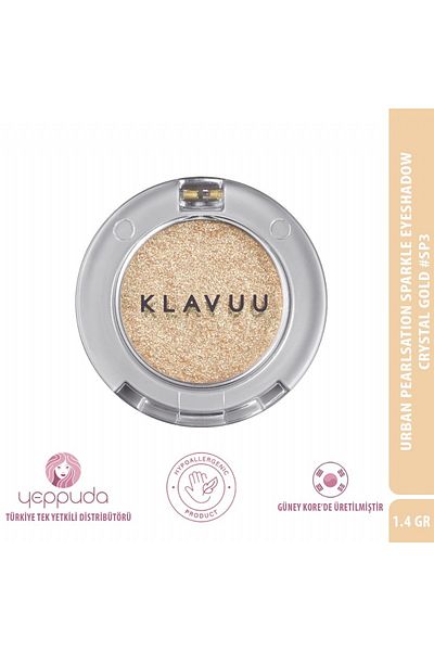 Klavuu Intensely Pigmented, Korean Pearl Essence and Glitter Containing Eyeshadow 03 Crystal Gold Urban Pearlsation Sparkle