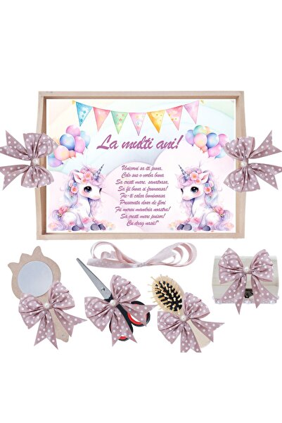 Recostore Tava mot fete, Tip Unicorn, roz pudrat, 6 piese, 35x20 cm, REC1967/311