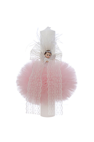 Recostore Lumanare botez, ingeras, 30x5.5 cm, roz, REC5004/11