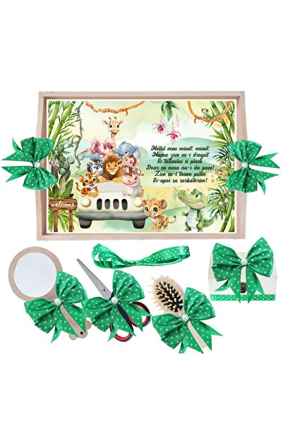 Recostore Set tava taiere mot, Tip Safari, verde, 6 piese, 35x20 cm, REC1967/300