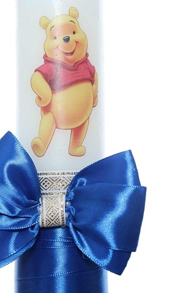 Recostore Lumanare botez cu Winnie The Pooh panglica albastru electric, 30 cm, REC2202