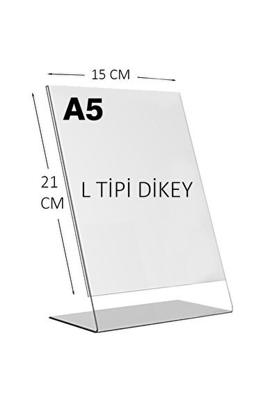 HEROGLAS A5 L TİPİ DİKEY 15X21 CM ŞEFFAF PLEKSİ FÖYLÜK RESİMLİK STAND ÜSTÜ SERGİLEME ETİKETLİK FİYATLIK