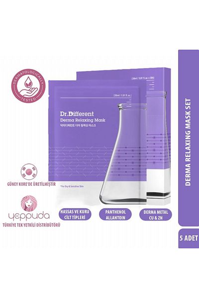 Dr.Different Derma Relaxing Mask - Nourishing & Soothing Face Mask with Derma Metal and Cica Content (5 Pcs)