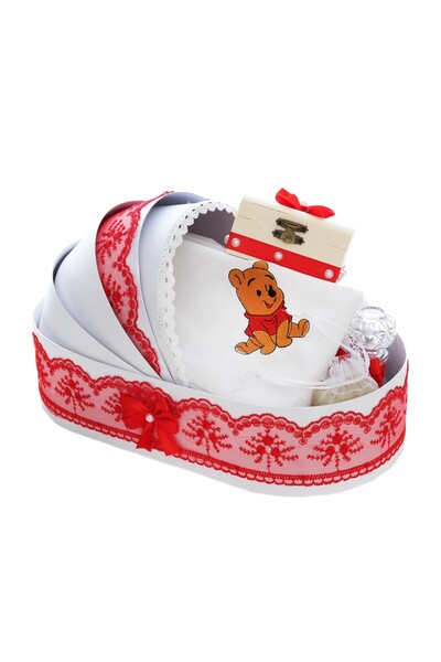 Recostore Trusou tip landou , brodat cu Winnie The Pooh, rosu, 8 piese, REC50...