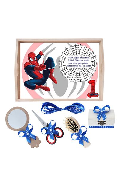 Recostore Tava mot baieti cu Spiderman, albastru electric, 6 piese, 35x20 cm, REC1967/130