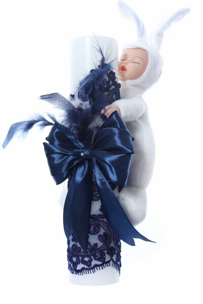 Recostore Lumanare botez cu bebelus atasat, bleumarin, 30x6 cm, REC2218