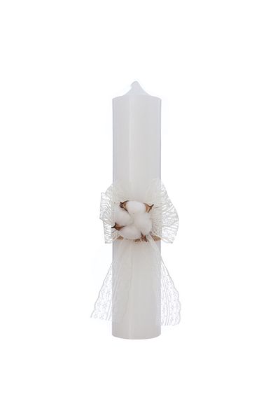 Recostore Lumanare botez, floare de bumbac, 35x7 cm, REC5001/13