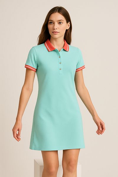 Giyim Dünyası Women's Polo Neck Short Sleeve Dress Mint