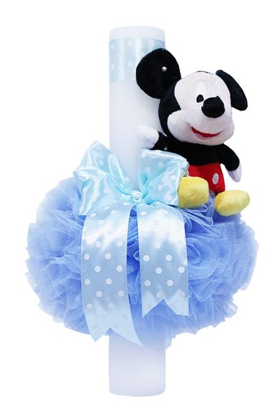 Recostore Set trusou si lumanare botez, Mickey Mouse, alb-bleu, 8 piese,REC1878