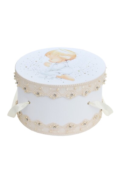 Recostore Cutie trusou botez, Ingeras, culoare ivoire, 8 piese, REC2520