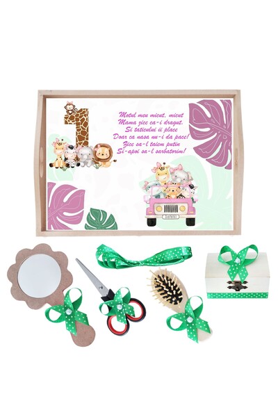 Recostore Tava mot fete la fete, Safari, verde, 6 piese, 35x20 cm, REC1967/155