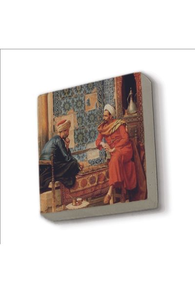 Sadrazam Chess Players Printed Natural Stone Magnet (5 X 5 Krt-132)