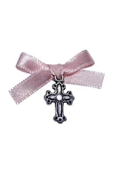 Recostore Set marturii cruciulite cu funda roz pudrat botez, 30 buc, REC325