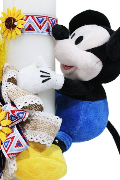 Recostore Lumanare traditionala cu jucarie de plus Mickey Mouse, 40x7 cm, REC1476