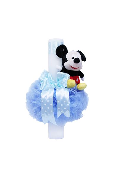 Recostore Set complet botez, lumanare si trusou, alb-bleu, Mickey Mouse, REC380
