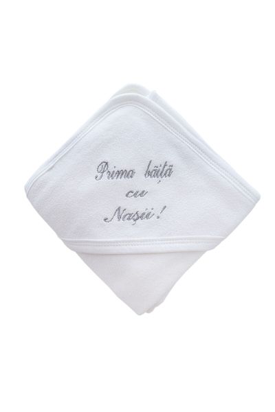 Recostore Prosop alb-gri "Prima baita cu nasii" cu capison bebelusi, 75x75 cm, REC2448