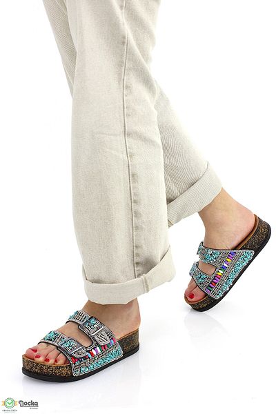 DOCKA Women's Soft Anatomical Sole Stone Detailed Slippers Fl5Y/T8041