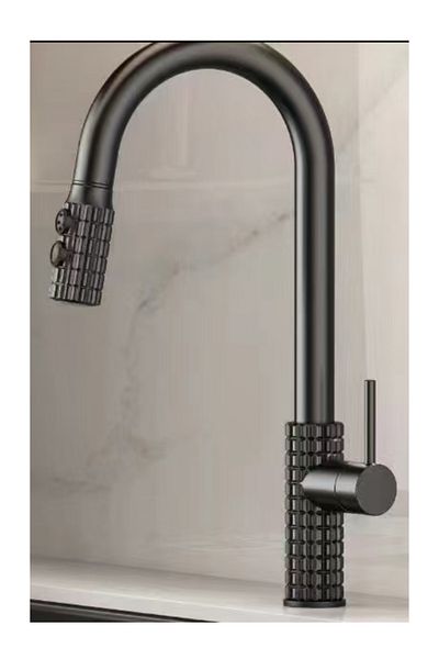 yediyapı Anthracite Modern Spiral Kitchen Sink Faucet