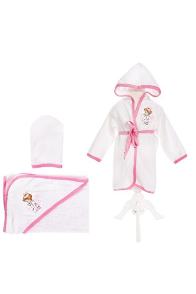 Recostore Set baita bebelusi, 3 piese, halat, prosop si manusa, brodat cu ing...