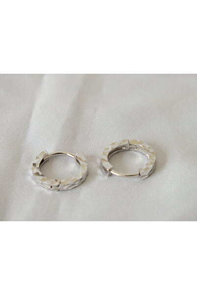 Marmaris Jewellery 925 Ayar Gümüş Küçük Halka Küpe İnce Desenli Unisex Zarif ve Günlük Kullanıma Uygun