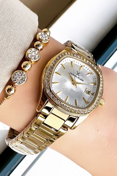 Daniel Klein Gold Color Luxury Women's Steel Wristwatch Bracelet Gift