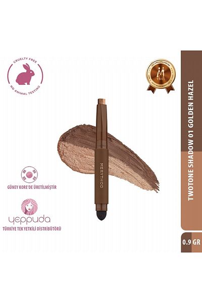 Merythod Twotone Shadow 01 Golden Hazel - Double Tone, Sponge Eyeshadow Pen