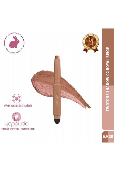 Merythod Twotone Shadow 02 Royal Beige - Double Tone, Sponge Eyeshadow Pen