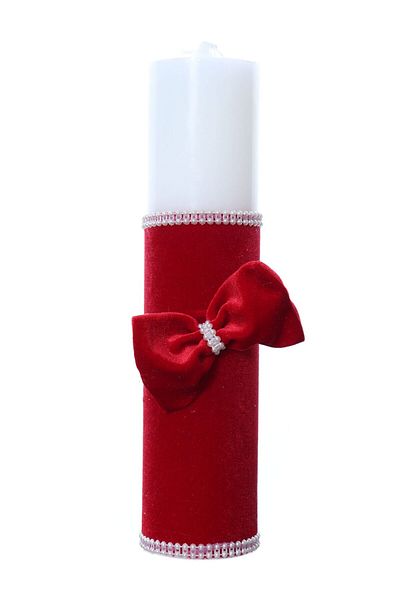 Recostore Red velvet baptism candle, 28 cm, REC2160