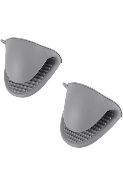 DELPI Set of 2 kitchen gloves, Silicone, Anti-slip, 8.3 x 10 cm, Gray