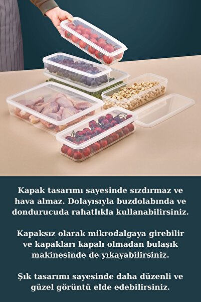 Carat Home Set of 9 Leakproof Fresh Storage Containers 3 Pieces 3000ml 6 Pieces 1400ml - Transparent - Refrigerator Organizer