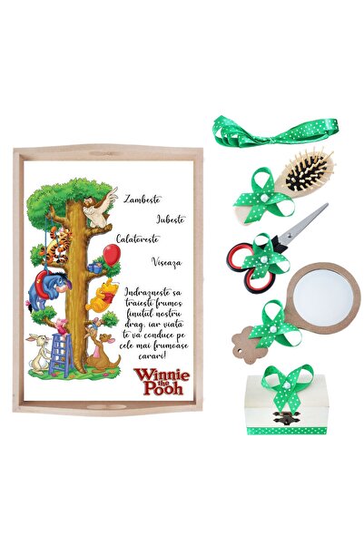 Recostore Tava mot baieti cu Winnie The Pooh, verde, 6 piese, 35x20 cm, REC1967/185