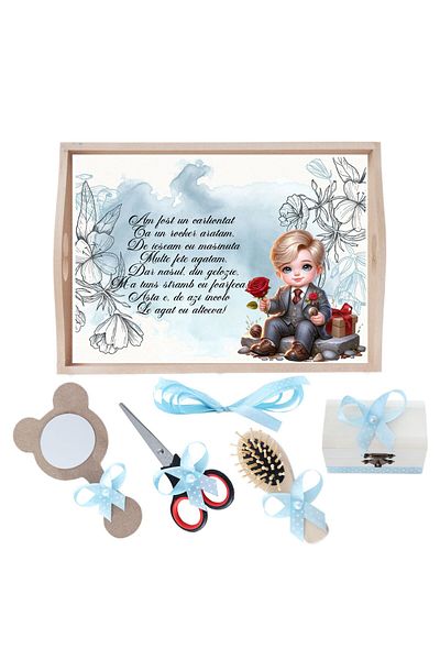 Recostore Set tava taiere mot, Baietel, bleu, 6 piese, 35x20 cm, REC1967/230