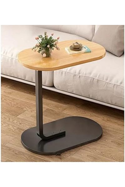 NEXIFY Small C-Shaped Bed Side Table, Round End Table for Sofa,Coffee