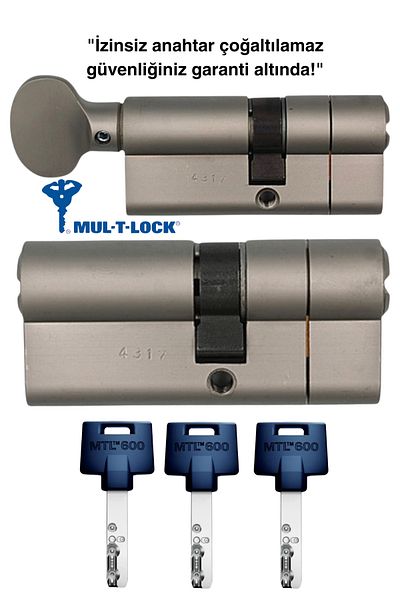 Mul-T-Lock Mtl600 Interactive High Secure - Trapped - Steel Reinforced Twin Barel Set - 69 mm 3 with Switch
