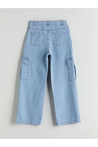 LC Waikiki LCW Kids Indigo Wideleg Kız Çocuk Kargo Jean Pantolon