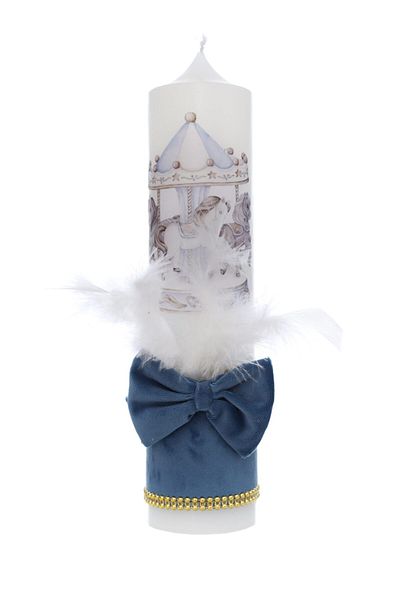 Recostore Lumanare botez baieti, cu Carusel, 30x7 cm, bleu, REC5002/26