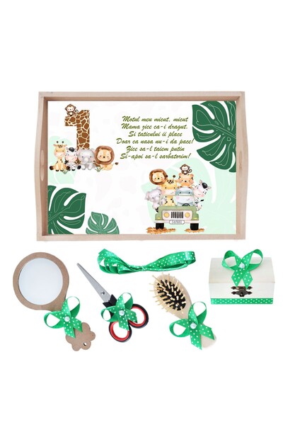 Recostore Tava mot baieti cu Safari, verde, 6 piese, 35x20 cm, REC1967/131