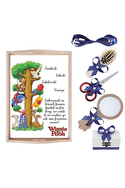 Recostore Tava mot baieti cu Winnie The Pooh, bleumarin, 6 piese, 35x20 cm, REC1967/184